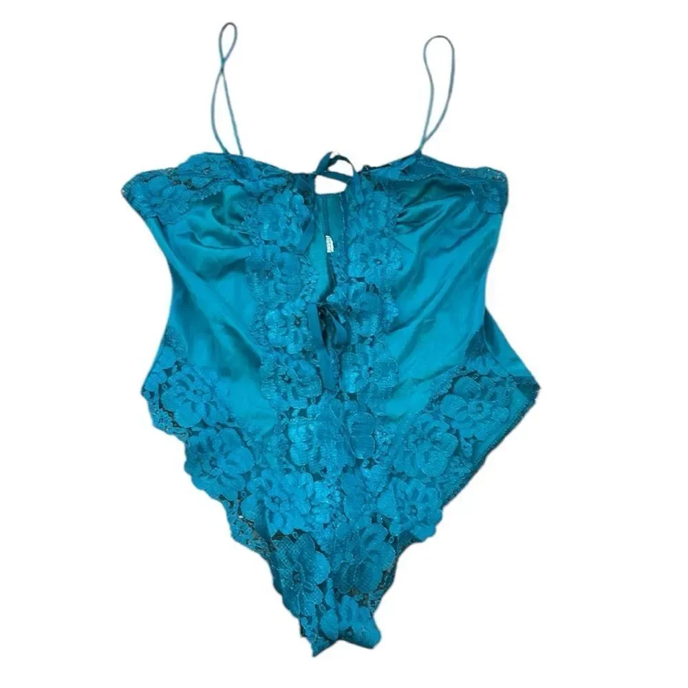 Vintage Alana Gale Intimates Teddy Romper Lace High Cut Nylon Bodysuit Robe Set - Picture 3 of 16
